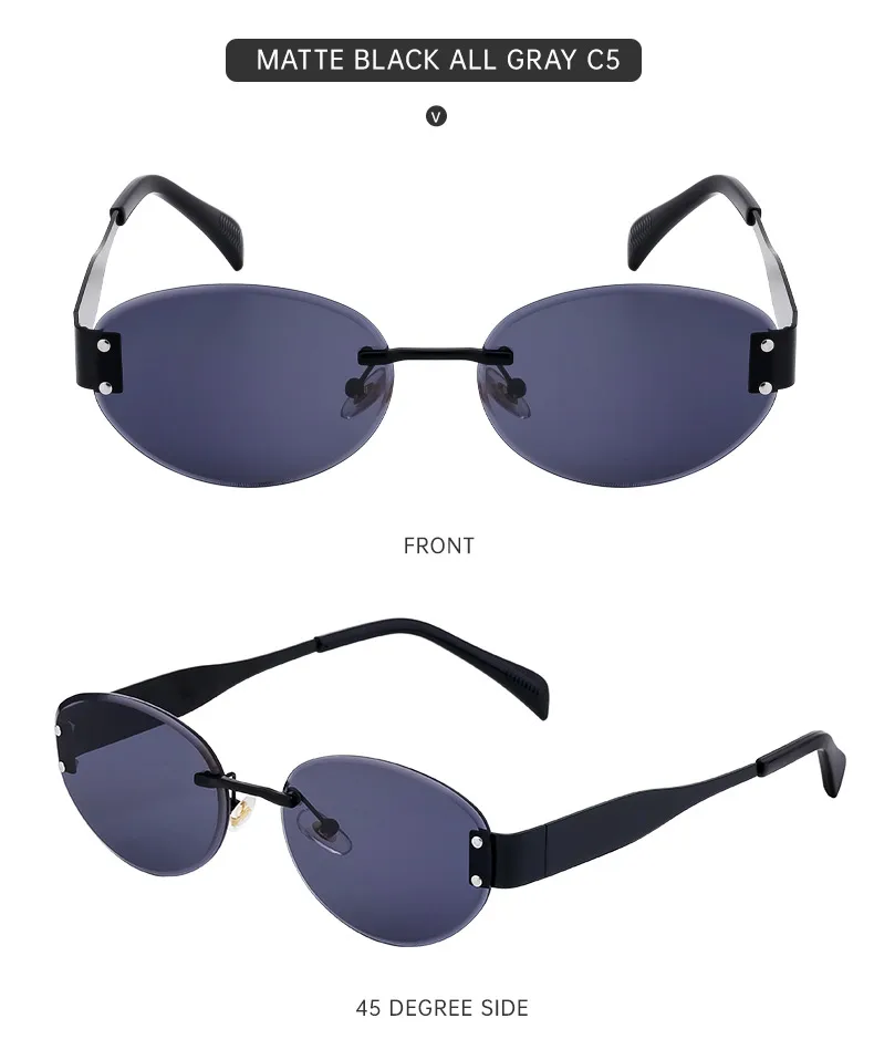 Oval Frame Vacation Modern Style Geometric Oval Pc Frameless Women's Sunglasses display picture 15