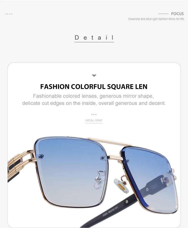 Carré Style Moderne Géométrique Pc Plein Cadre Hommes De Lunettes De Soleil display picture 11