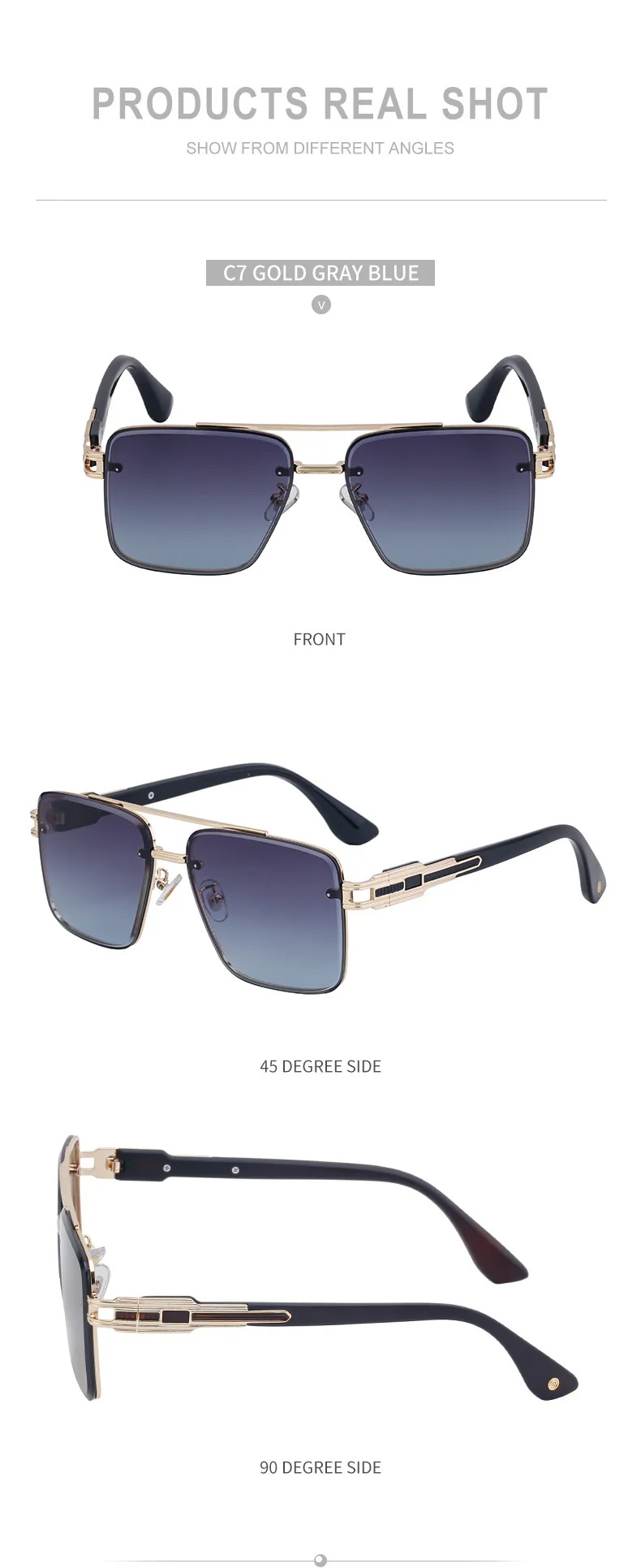 Carré Style Moderne Géométrique Pc Plein Cadre Hommes De Lunettes De Soleil display picture 20
