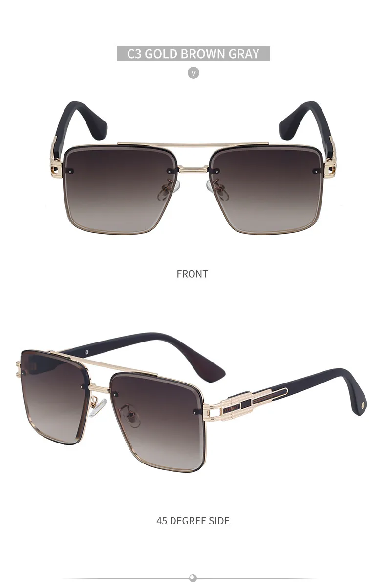 Square Modern Style Geometric Pc Full Frame Men's Sunglasses display picture 21
