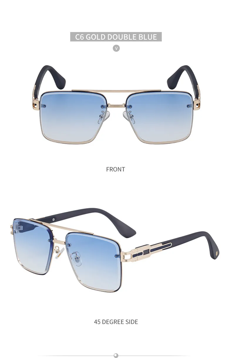 Square Modern Style Geometric Pc Full Frame Men's Sunglasses display picture 22