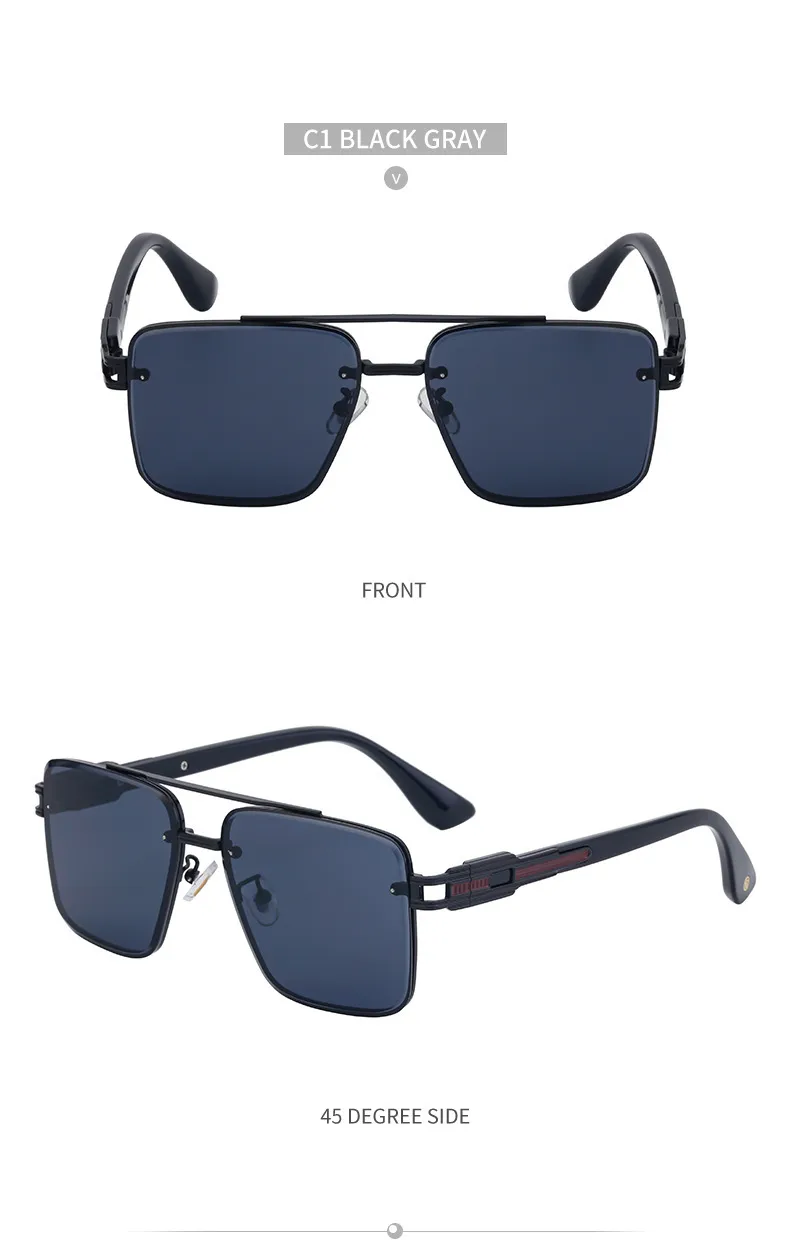 Square Modern Style Geometric Pc Full Frame Men's Sunglasses display picture 25