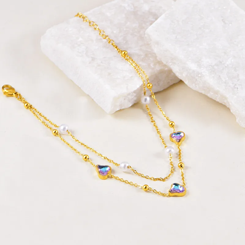 Acier Inoxydable 304 Décontractée Vacances Forme De Cœur Bracelet De Cheville display picture 4