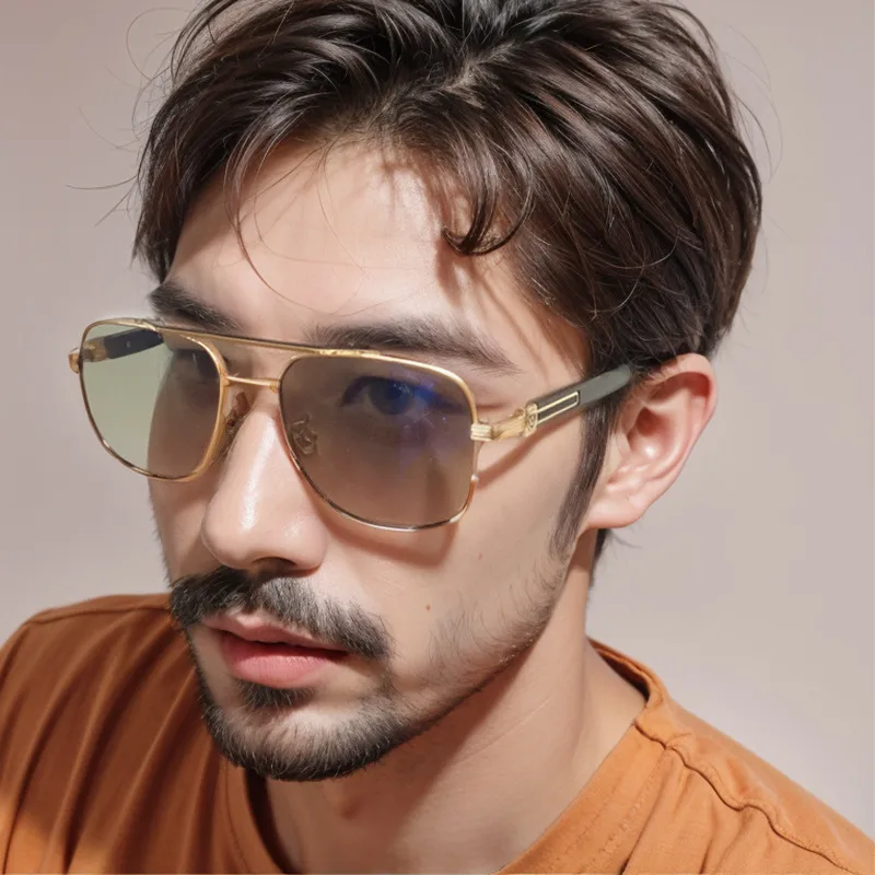 Cuadrado Vacaciones Color Sólido Ordenador Personal Lentes Tintados Con Degradado Fotograma Completo Gafas De Sol Hombre display picture 1