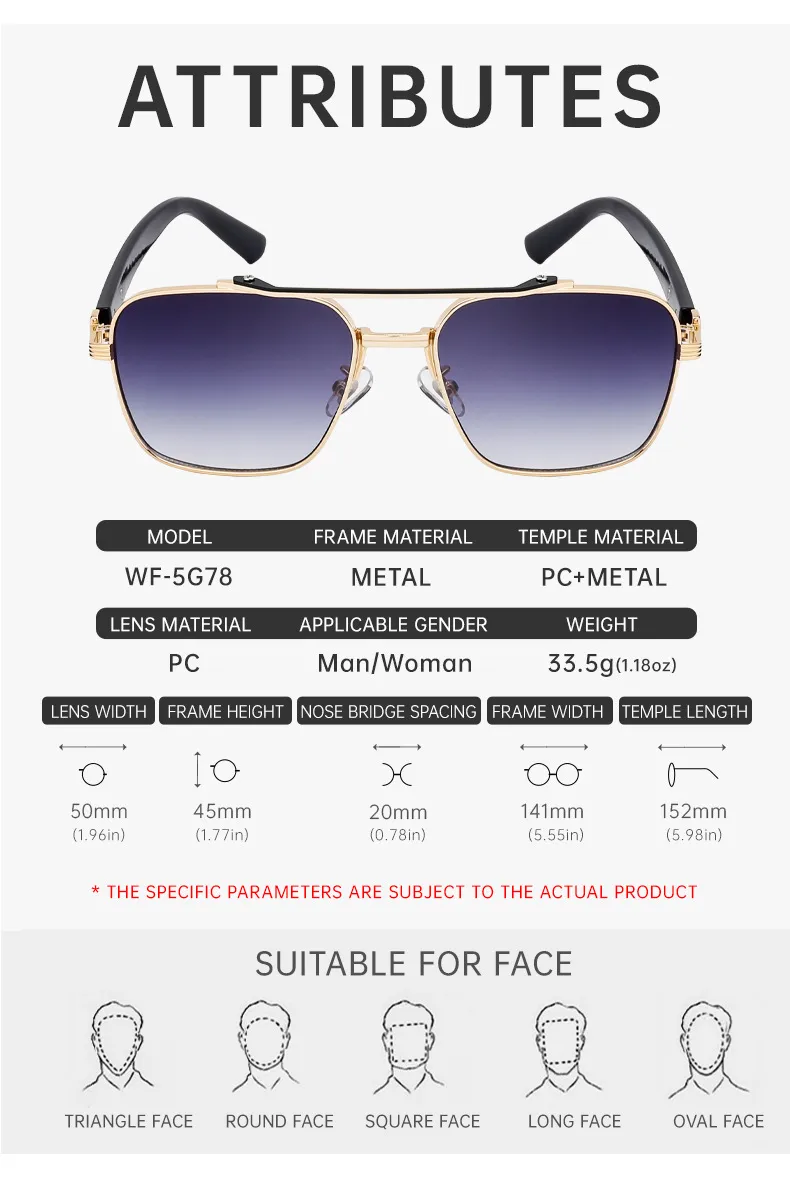 Square Vacation Solid Color Pc Gradient Tinted Lenses Full Frame Men's Sunglasses display picture 2