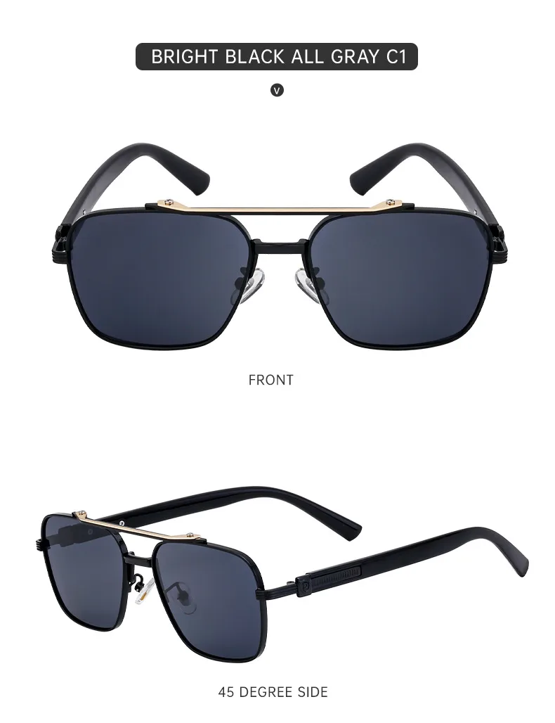 Square Vacation Solid Color Pc Gradient Tinted Lenses Full Frame Men's Sunglasses display picture 4