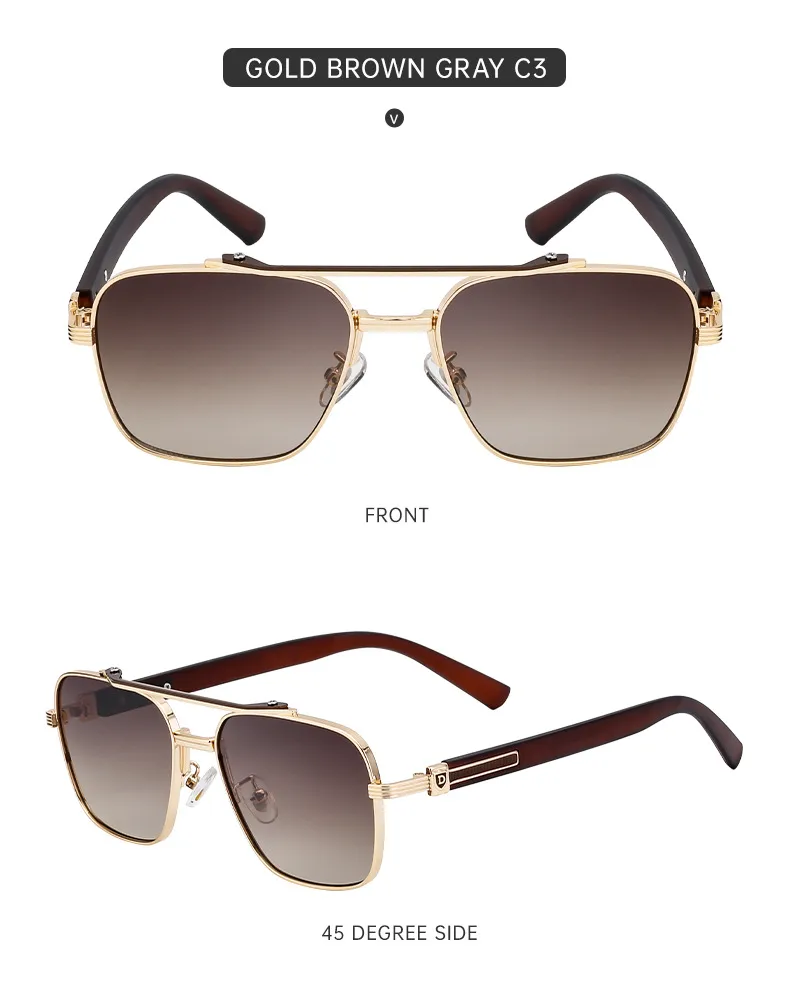 Square Vacation Solid Color Pc Gradient Tinted Lenses Full Frame Men's Sunglasses display picture 5