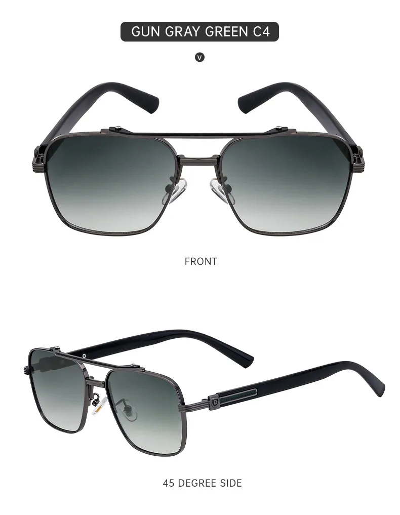 Square Vacation Solid Color Pc Gradient Tinted Lenses Full Frame Men's Sunglasses display picture 6