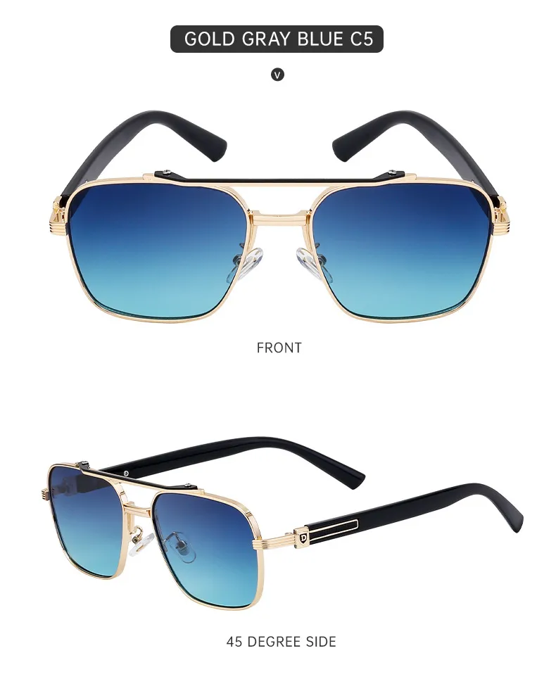 Square Vacation Solid Color Pc Gradient Tinted Lenses Full Frame Men's Sunglasses display picture 7