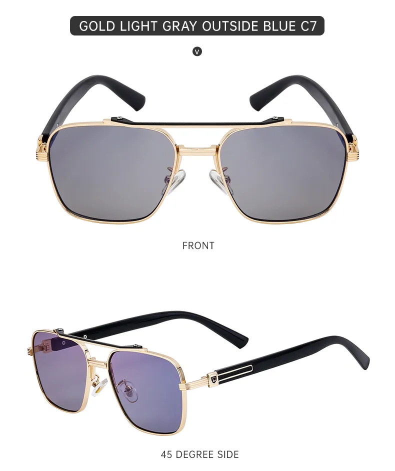 Square Vacation Solid Color Pc Gradient Tinted Lenses Full Frame Men's Sunglasses display picture 9