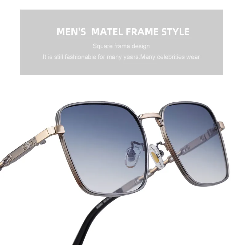 Square Vacation Solid Color Pc Gradient Tinted Lenses Full Frame Men's Sunglasses display picture 1