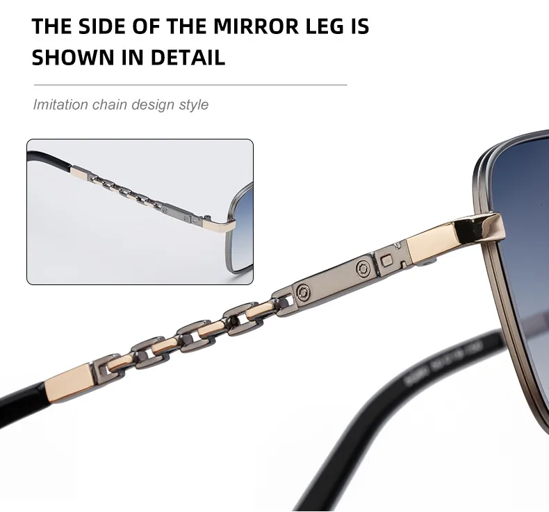 Square Vacation Solid Color Pc Gradient Tinted Lenses Full Frame Men's Sunglasses display picture 2