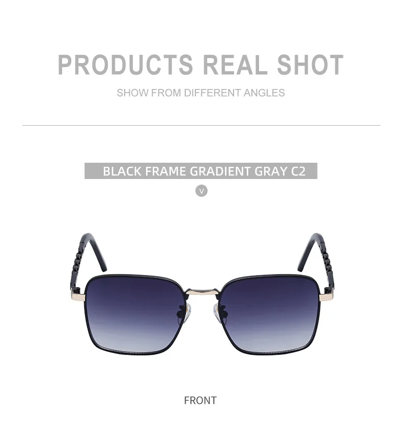 Square Vacation Solid Color Pc Gradient Tinted Lenses Full Frame Men's Sunglasses display picture 7