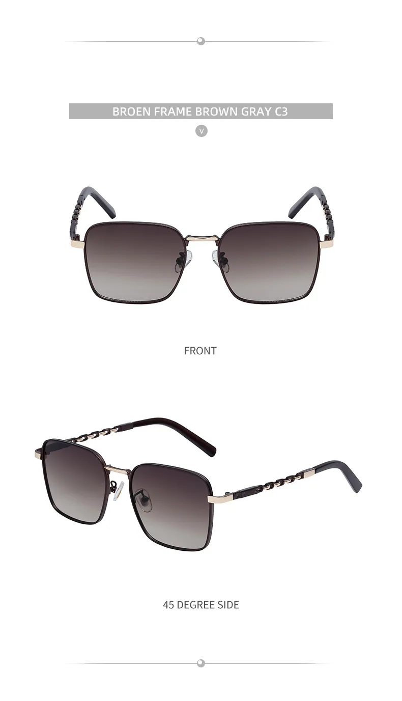 Square Vacation Solid Color Pc Gradient Tinted Lenses Full Frame Men's Sunglasses display picture 10