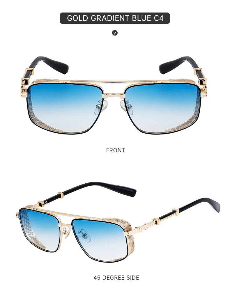 Square Vacation Simple Style Color Block Pc Gradient Tinted Lenses Full Frame Men's Sunglasses display picture 9