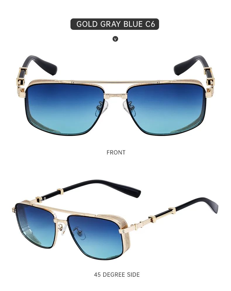 Square Vacation Simple Style Color Block Pc Gradient Tinted Lenses Full Frame Men's Sunglasses display picture 11