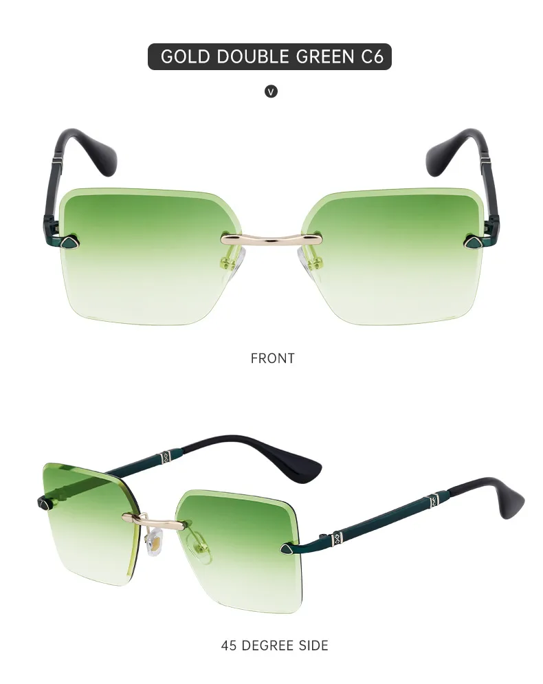 Square Simple Style Solid Color Pc Gradient Tinted Lenses Frameless Men's Sunglasses display picture 6