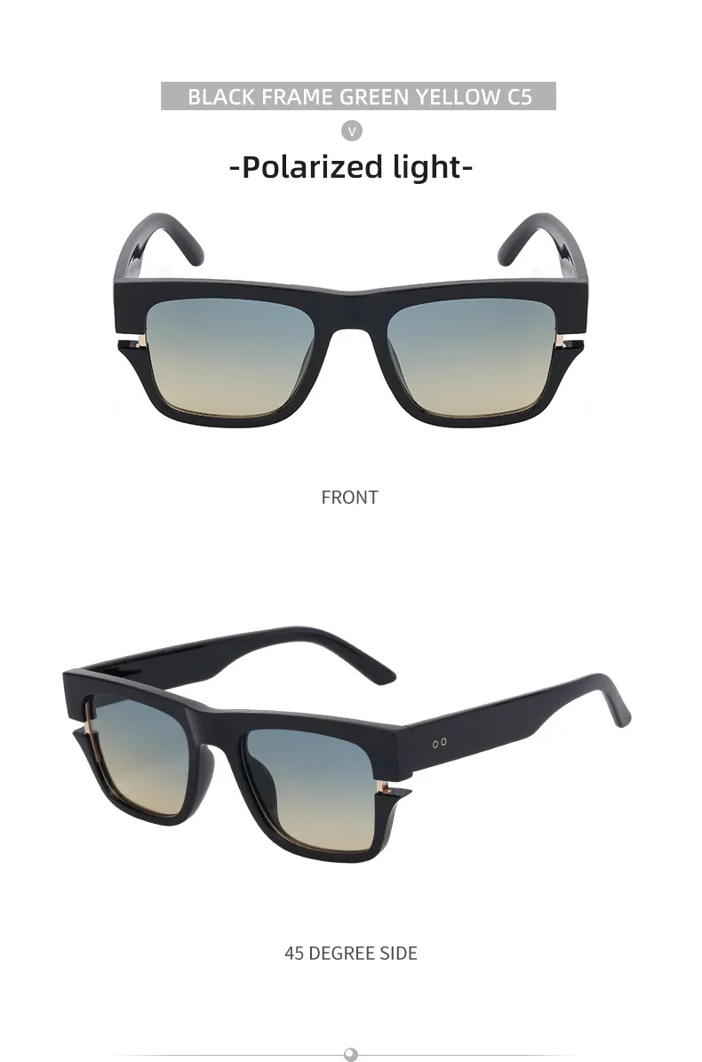 Square Vacation Solid Color Tac Gradient Tinted Lenses Full Frame Men's Sunglasses display picture 13