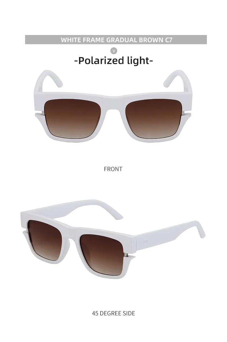 Square Vacation Solid Color Tac Gradient Tinted Lenses Full Frame Men's Sunglasses display picture 15
