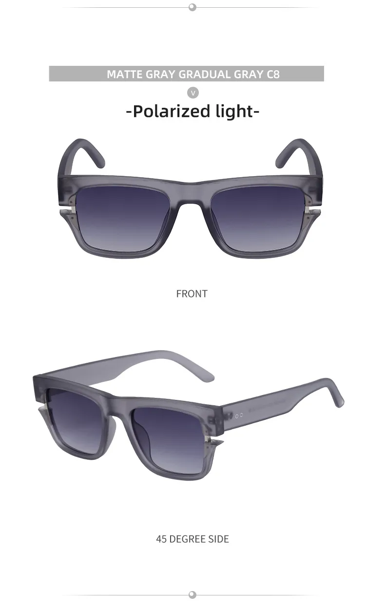 Square Vacation Solid Color Tac Gradient Tinted Lenses Full Frame Men's Sunglasses display picture 16