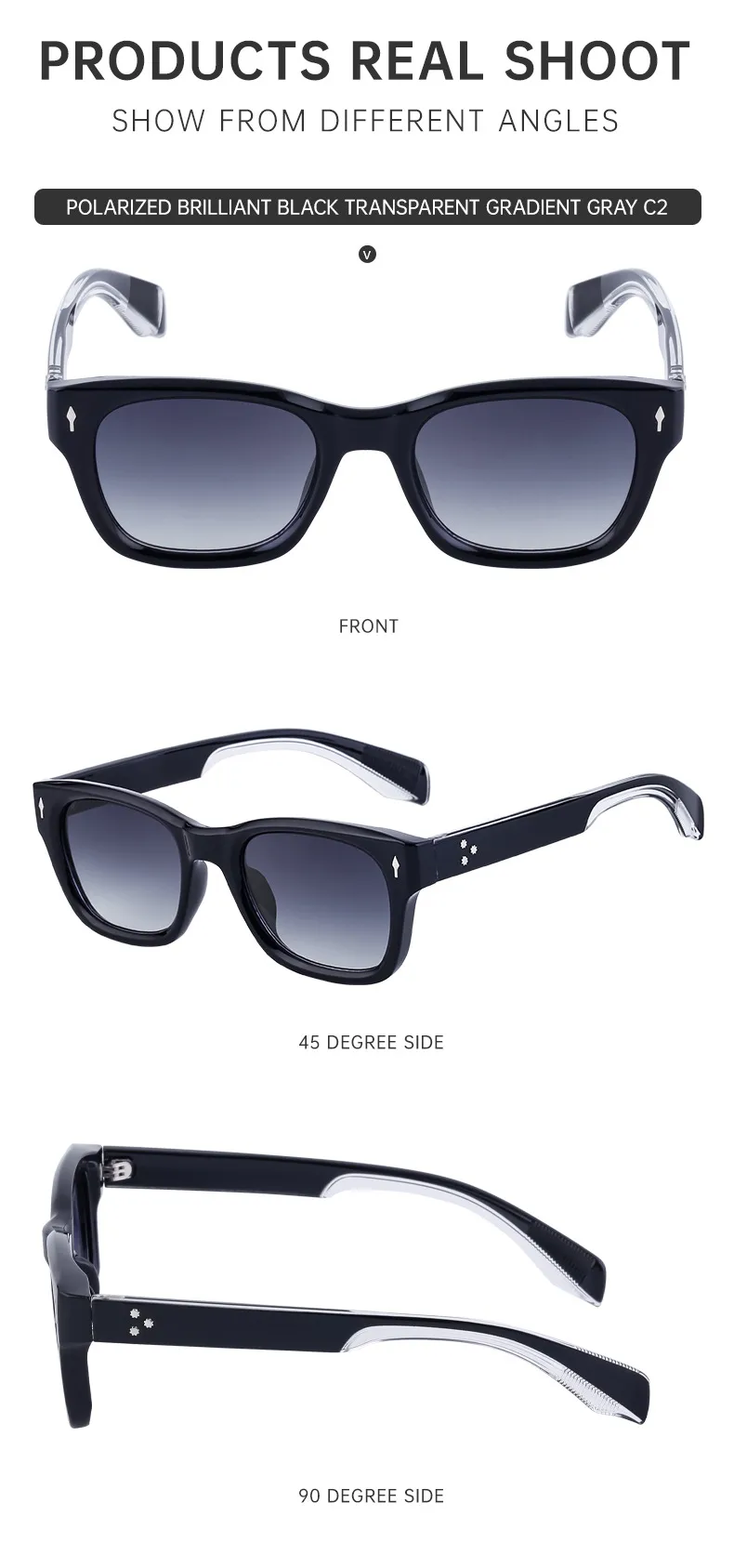 Carré Vacances Couleur Unie Tac Plein Cadre Hommes De Lunettes De Soleil display picture 12