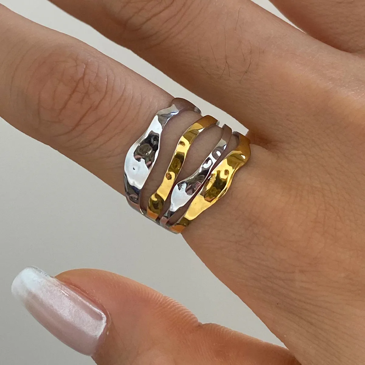 Geometric Basic Vacation Commute 316 Stainless Steel  Rings display picture 1