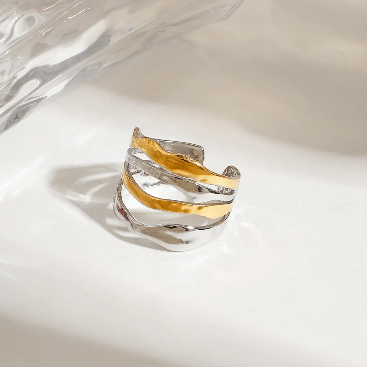Geometric Basic Vacation Commute 316 Stainless Steel  Rings display picture 2