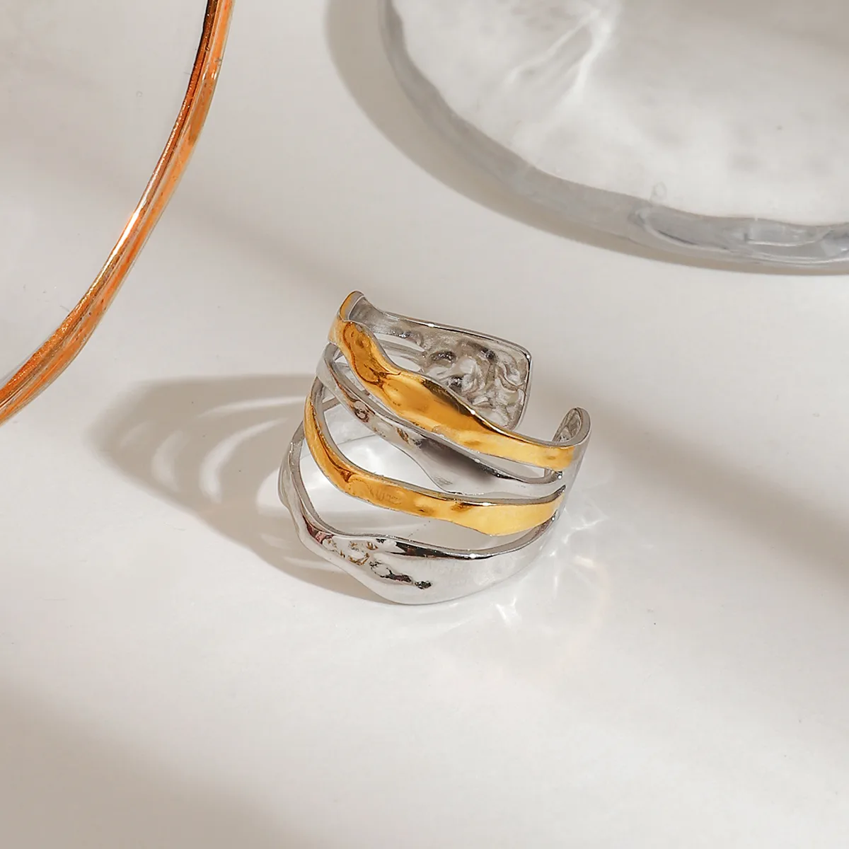 Geometric Basic Vacation Commute 316 Stainless Steel  Rings display picture 5