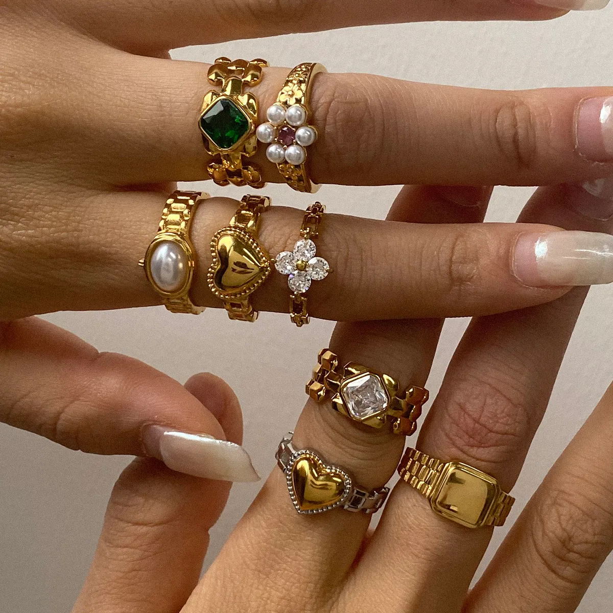 Géométrique Décontractée Vacances Commuer Acier Inoxydable 316 Anneaux Métal Mixte display picture 4