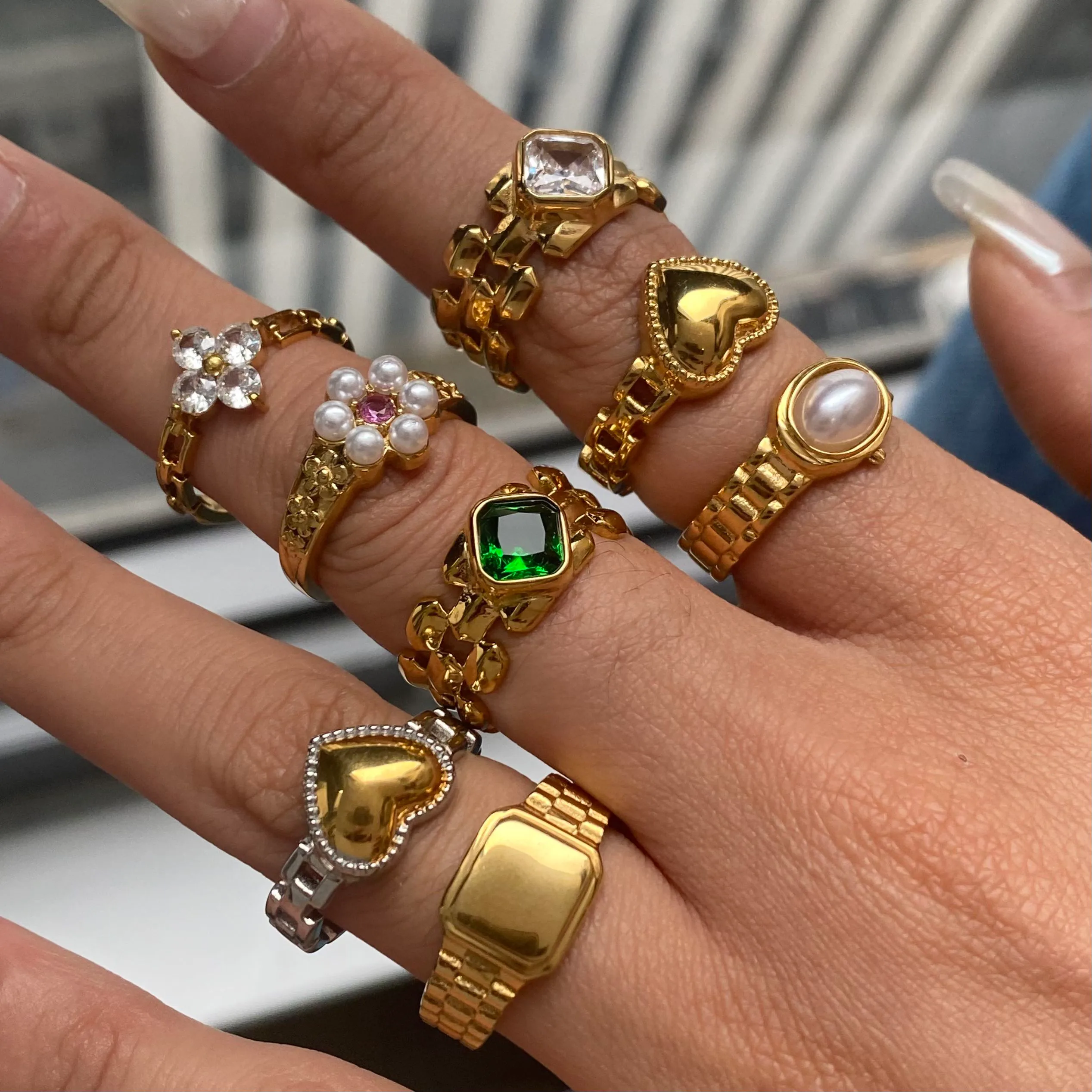 Géométrique Décontractée Vacances Commuer Acier Inoxydable 316 Anneaux Métal Mixte display picture 1