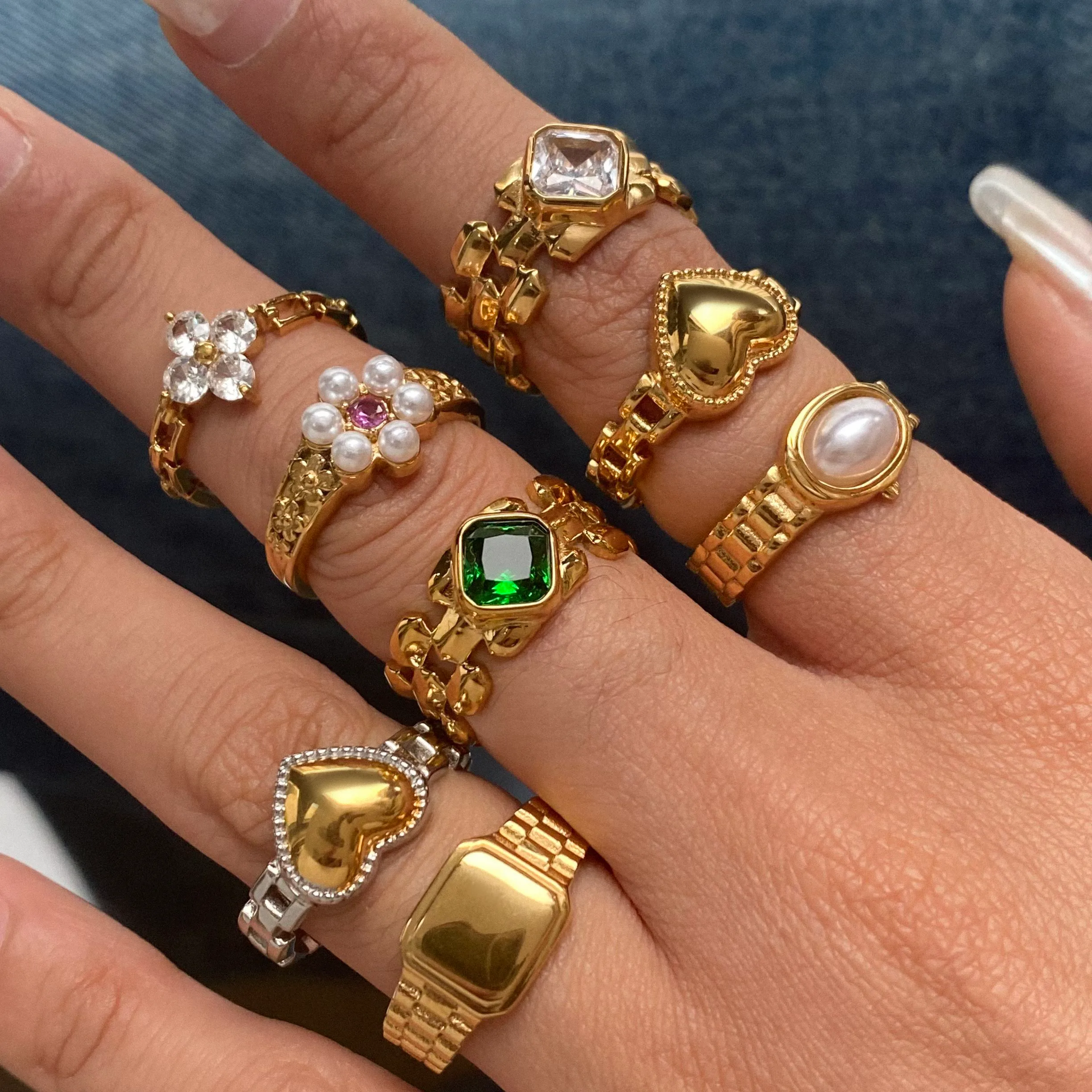 Geométrico Casual Vacaciones Viajar Diariamente Acero Inoxidable 316 Anillos Metal Mixto display picture 3