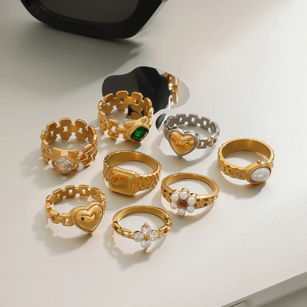 Geométrico Casual Vacaciones Viajar Diariamente Acero Inoxidable 316 Anillos Metal Mixto display picture 7