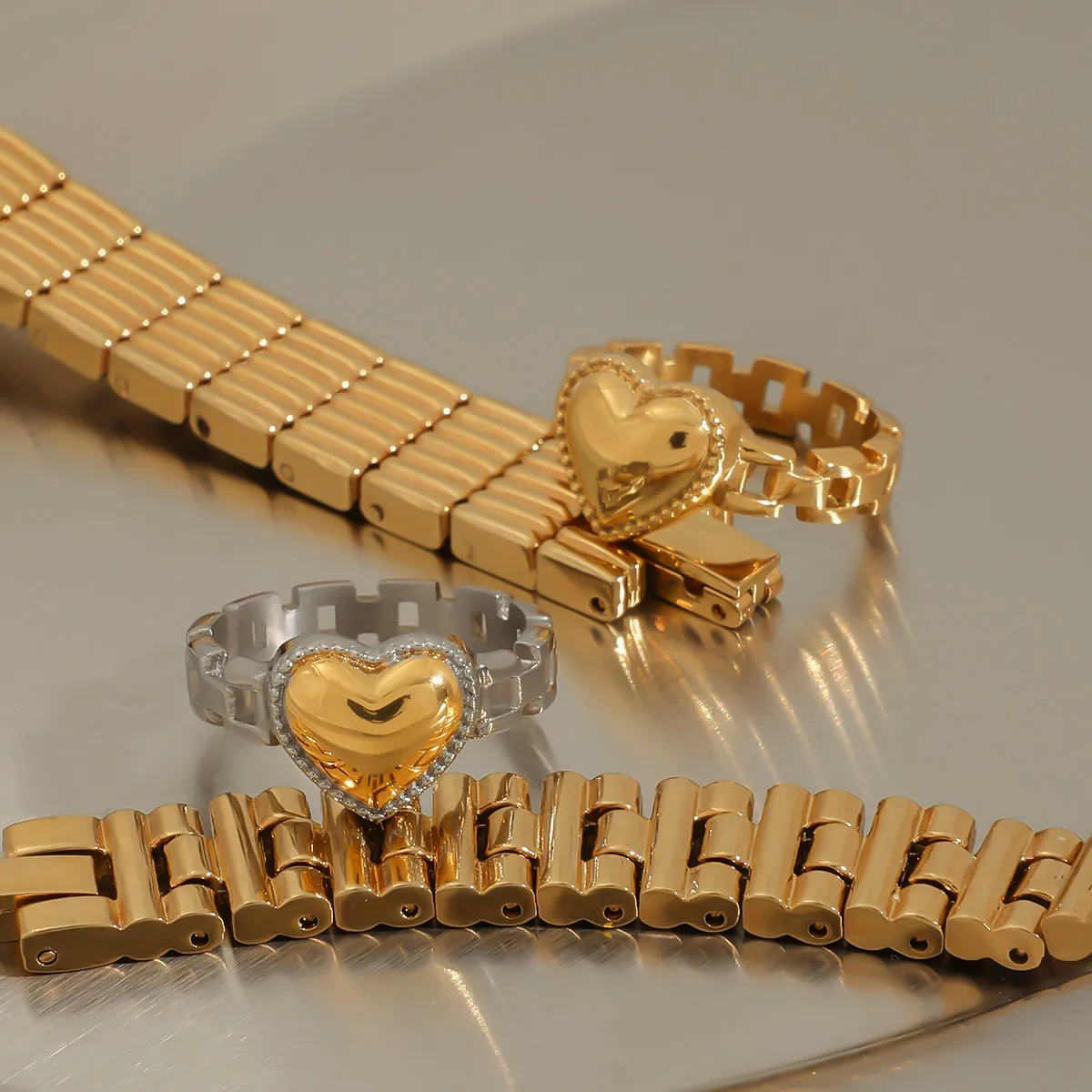 Geométrico Casual Vacaciones Viajar Diariamente Acero Inoxidable 316 Anillos Metal Mixto display picture 13