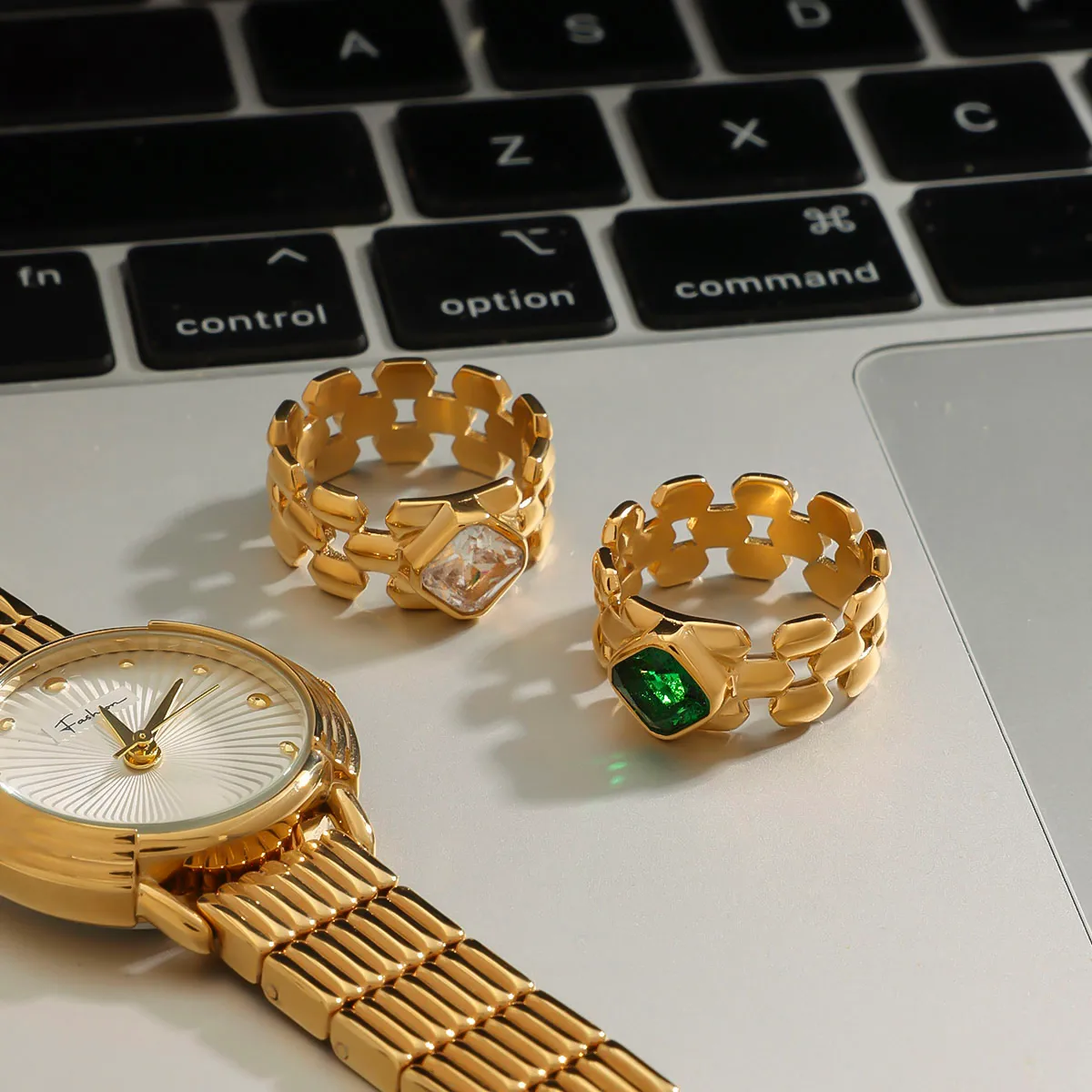 Geométrico Casual Vacaciones Viajar Diariamente Acero Inoxidable 316 Anillos Metal Mixto display picture 15