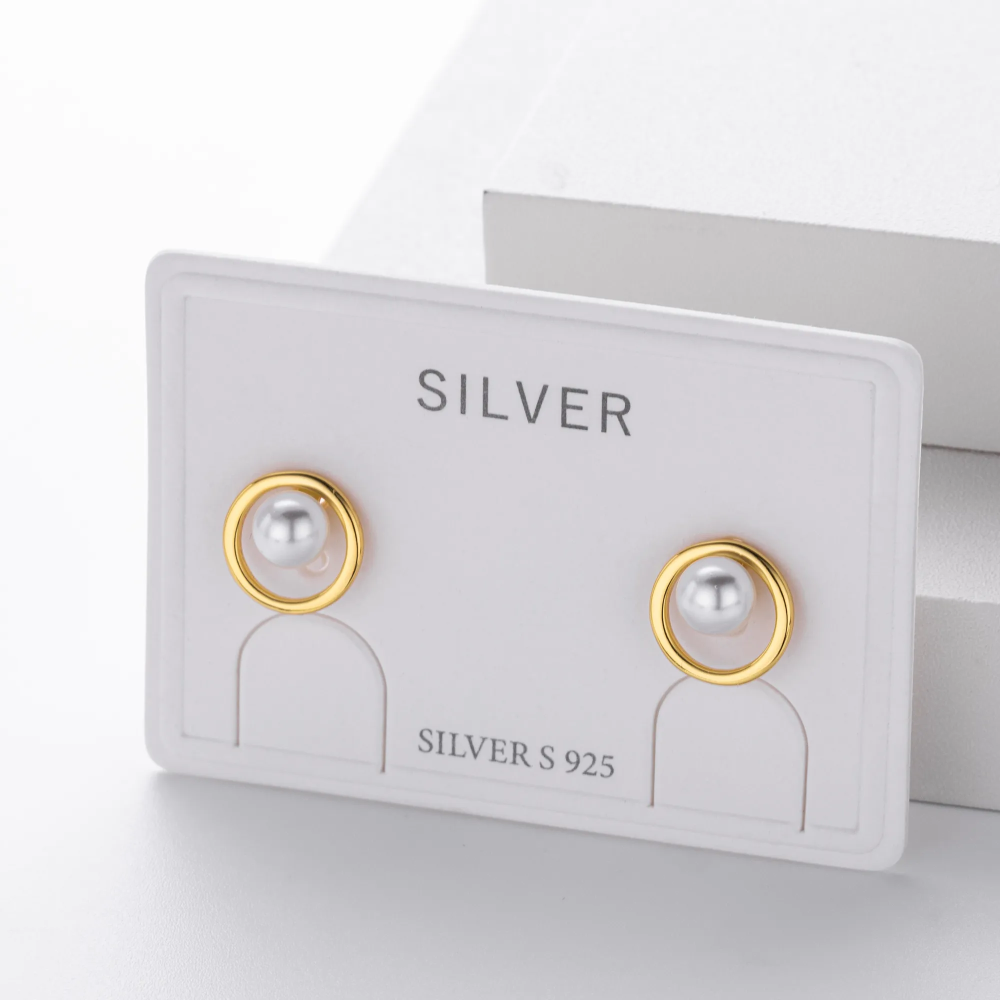 1 Pair 925 Sterling Silver Pearl 18K Gold Plated Platinum Plated Rhodium Plated Round Ear Studs display picture 9