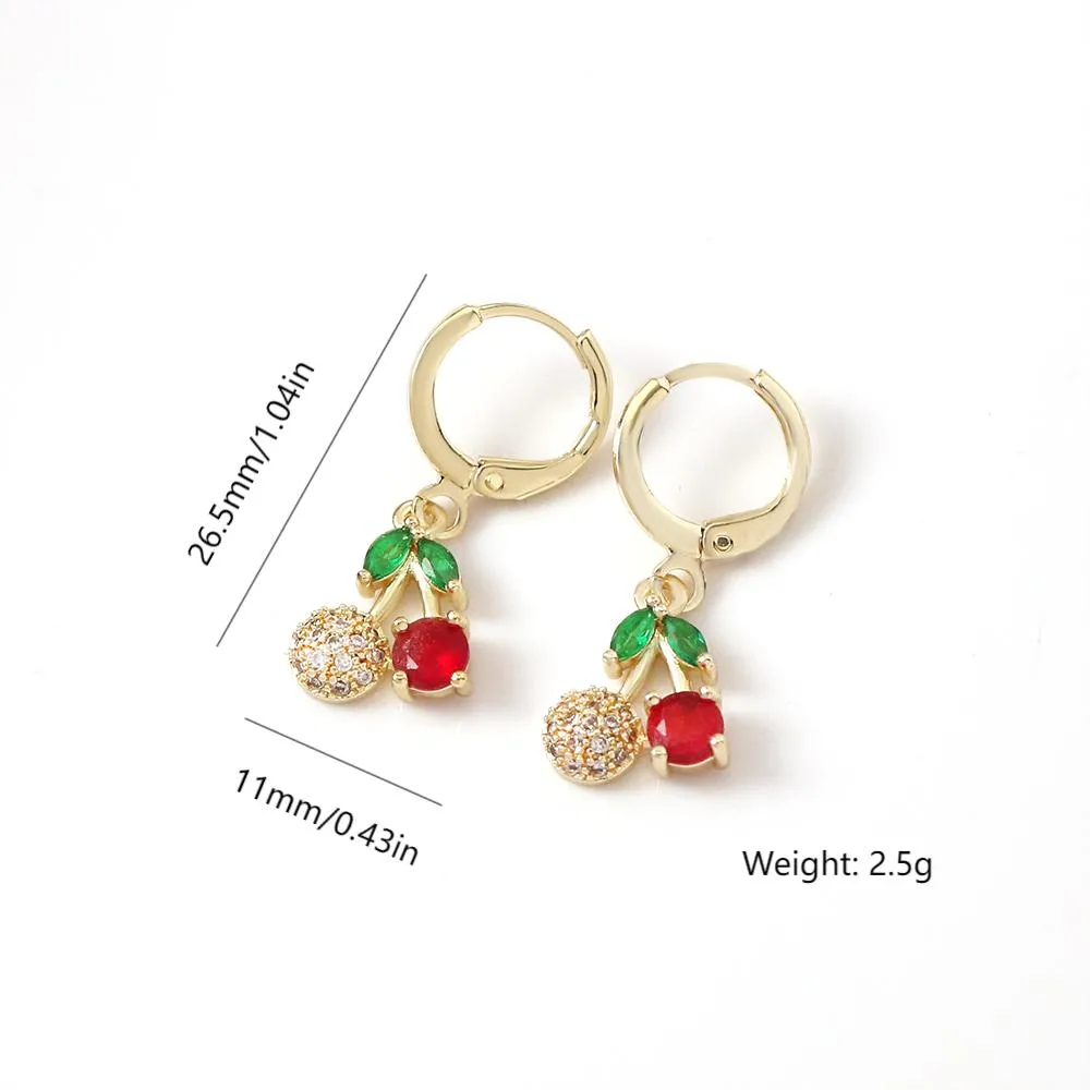 1 Paire Cerise Forme De Cœur Sucré Style Simple Le Cuivre Boucles D'oreilles display picture 1