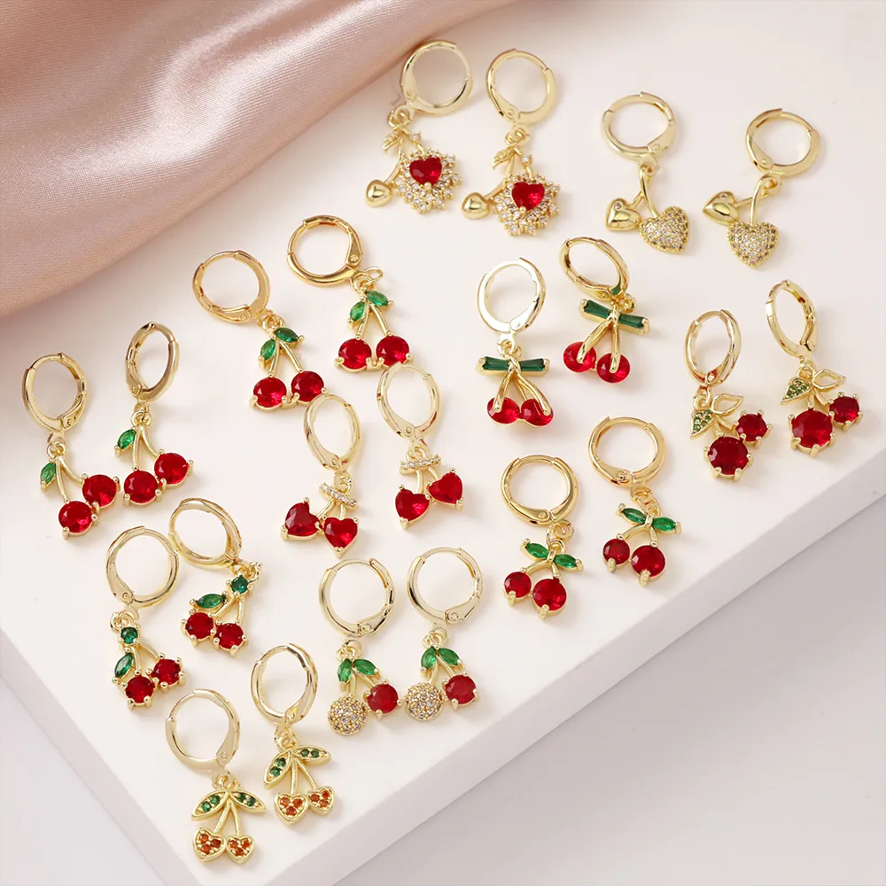 1 Paire Cerise Forme De Cœur Sucré Style Simple Le Cuivre Boucles D'oreilles display picture 14