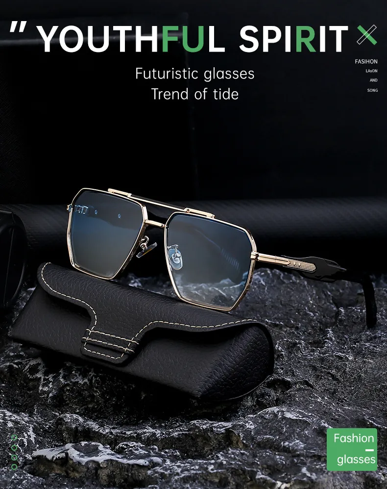 Carré Style Vintage Style Classique Géométrique Pc Plein Cadre Hommes De Lunettes De Soleil display picture 1