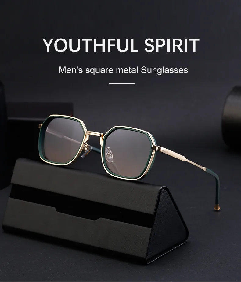 Cuadrado Retro Estilo Clásico Geométrico Ordenador Personal Fotograma Completo Gafas De Sol Hombre display picture 5