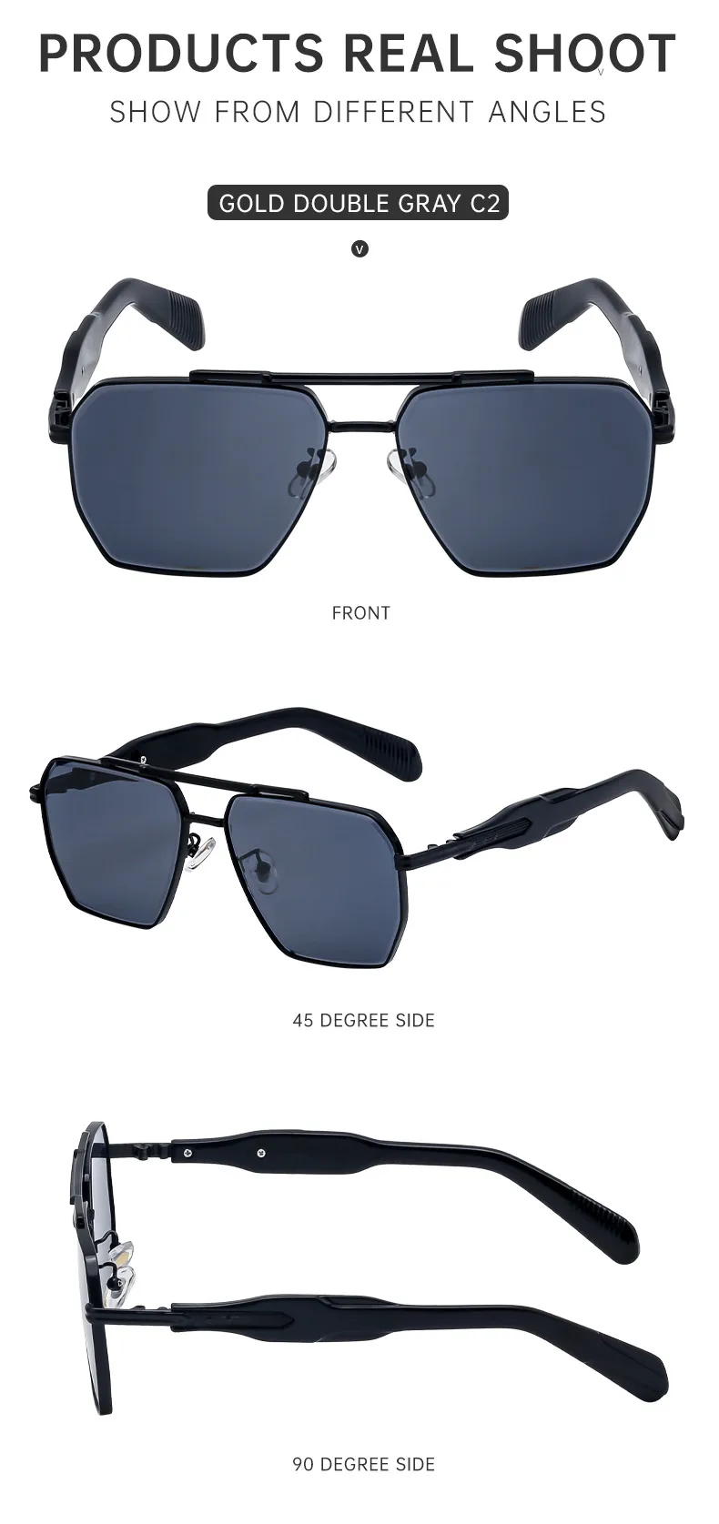 Cuadrado Estilo Vintage Estilo Clásico Geométrico Ordenador Personal Fotograma Completo Gafas De Sol Hombre display picture 11