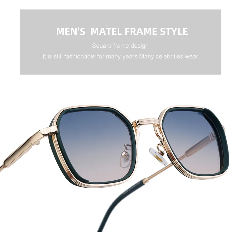 Carré Rétro Style Classique Géométrique Pc Plein Cadre Hommes De Lunettes De Soleil display picture 11