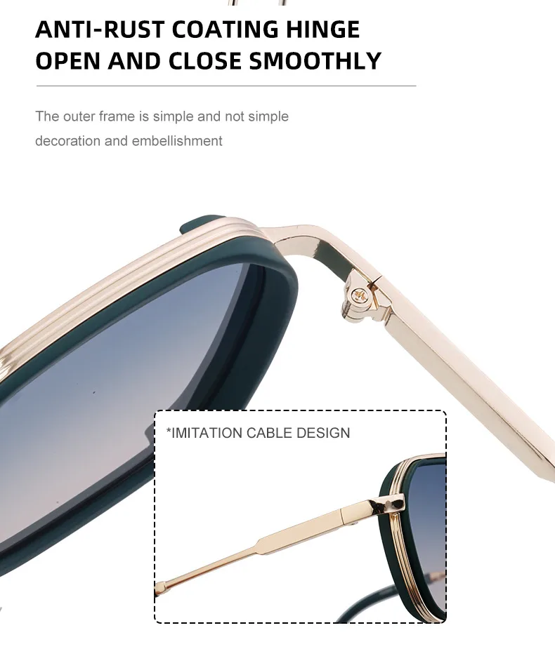 Carré Rétro Style Classique Géométrique Pc Plein Cadre Hommes De Lunettes De Soleil display picture 13