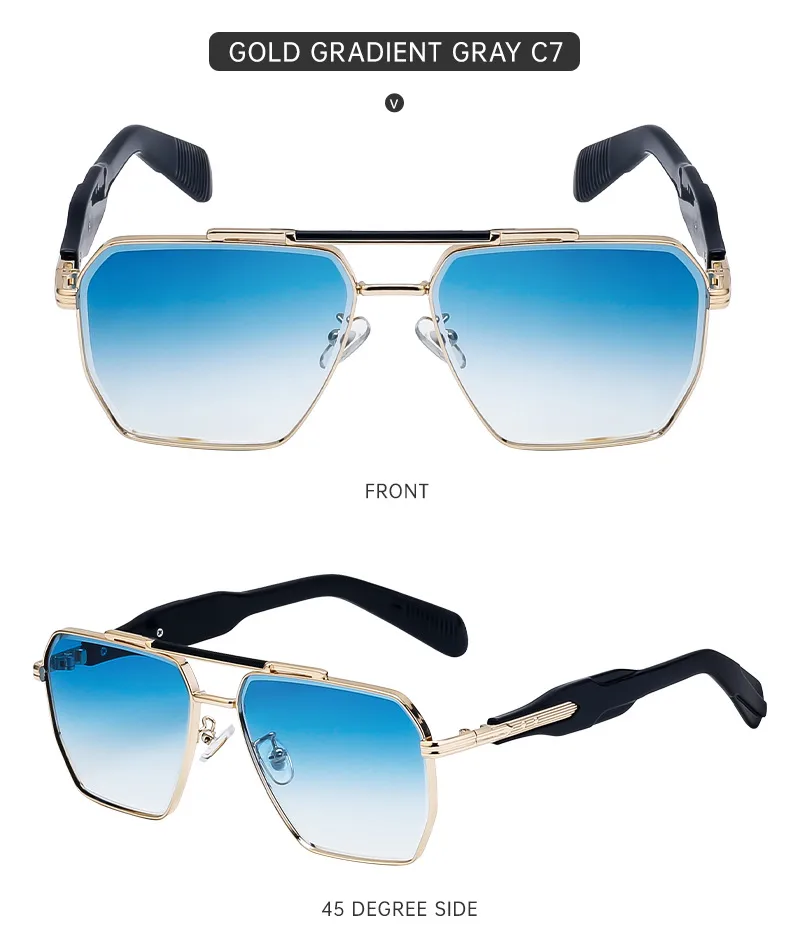 Cuadrado Estilo Vintage Estilo Clásico Geométrico Ordenador Personal Fotograma Completo Gafas De Sol Hombre display picture 17