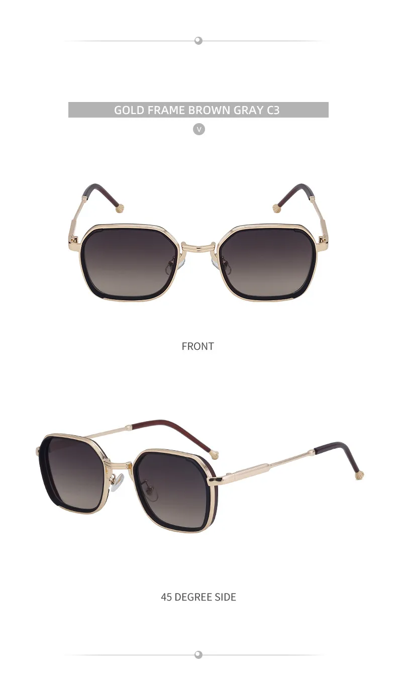 Carré Rétro Style Classique Géométrique Pc Plein Cadre Hommes De Lunettes De Soleil display picture 20