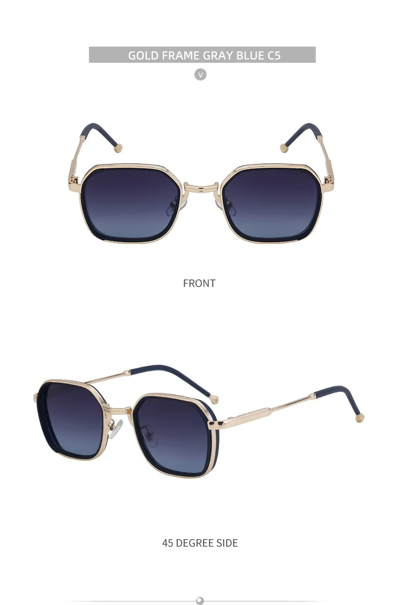 Square Retro Classic Style Geometric Pc Full Frame Men's Sunglasses display picture 22