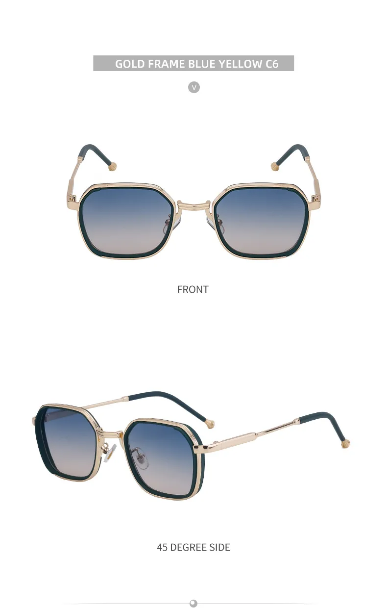 Carré Rétro Style Classique Géométrique Pc Plein Cadre Hommes De Lunettes De Soleil display picture 23