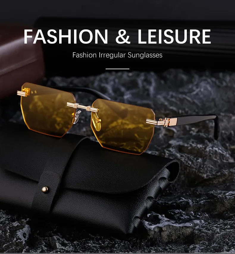 Carré Vacances Couleur Unie Verres Teintés Sans Cadre Hommes De Lunettes De Soleil display picture 1