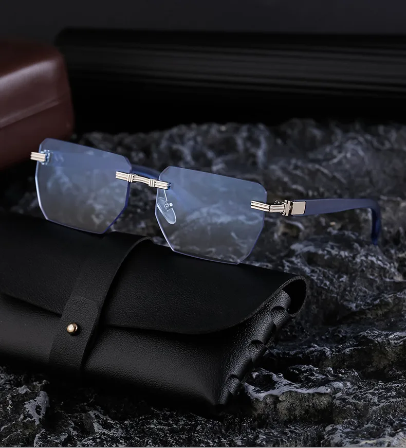 Square Vacation Solid Color Tinted Lenses Frameless Men's Sunglasses display picture 2