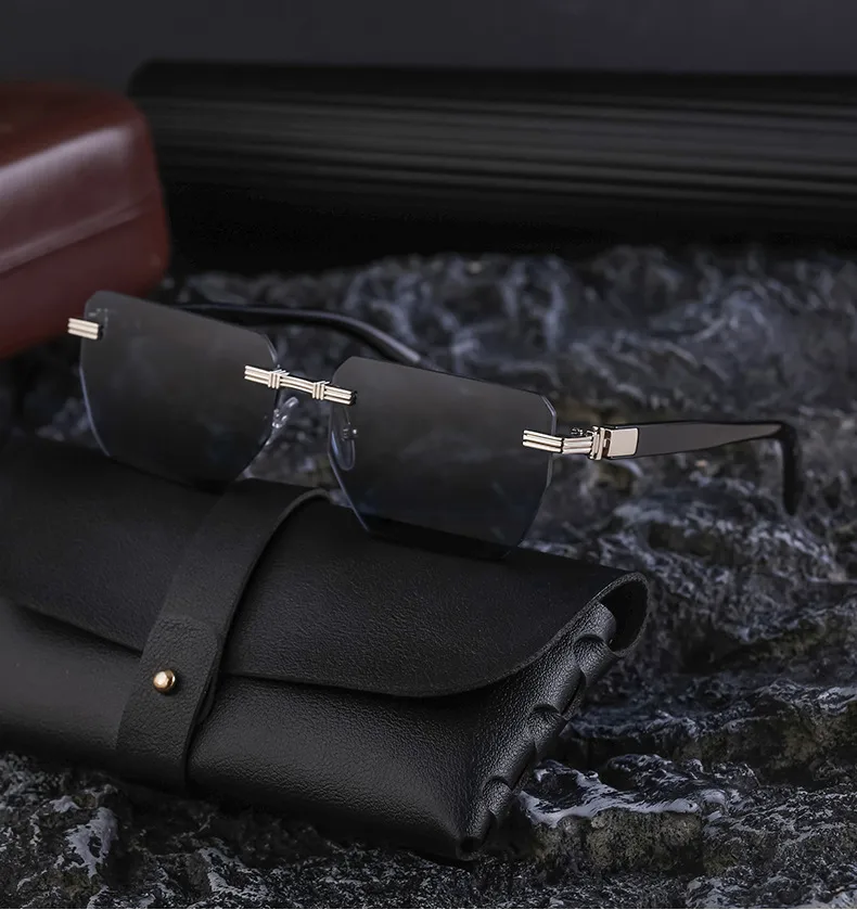 Carré Vacances Couleur Unie Verres Teintés Sans Cadre Hommes De Lunettes De Soleil display picture 3