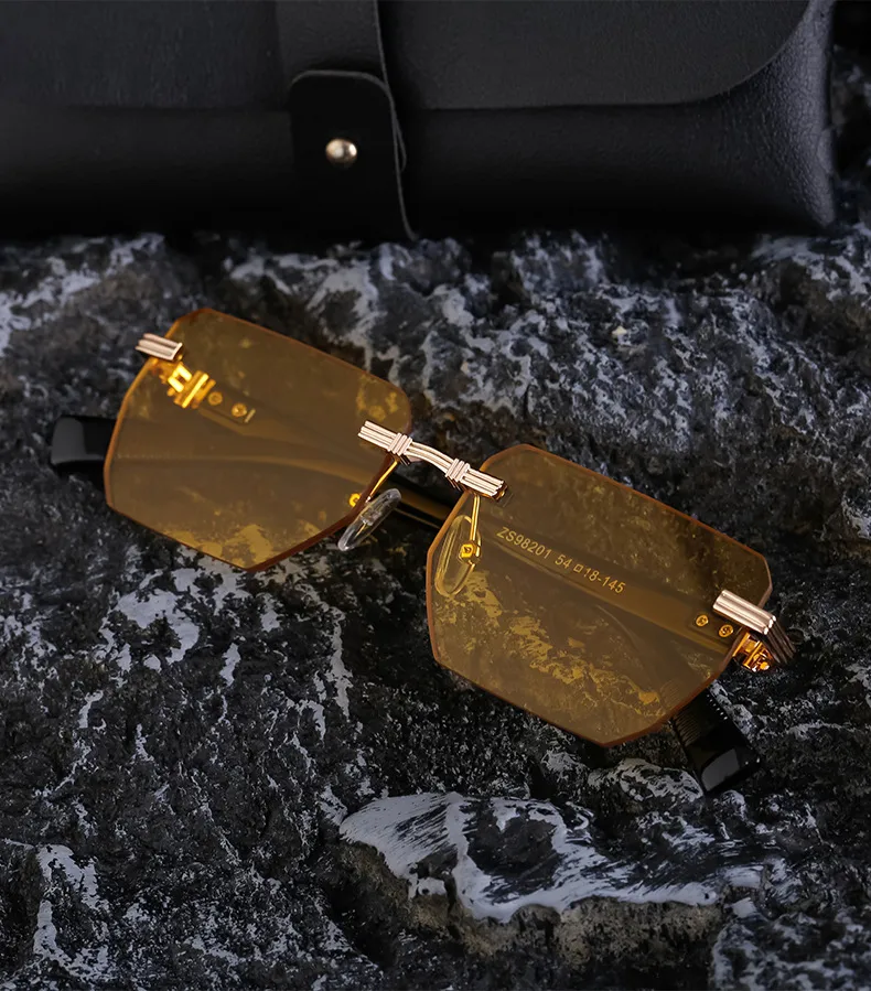Square Vacation Solid Color Tinted Lenses Frameless Men's Sunglasses display picture 5
